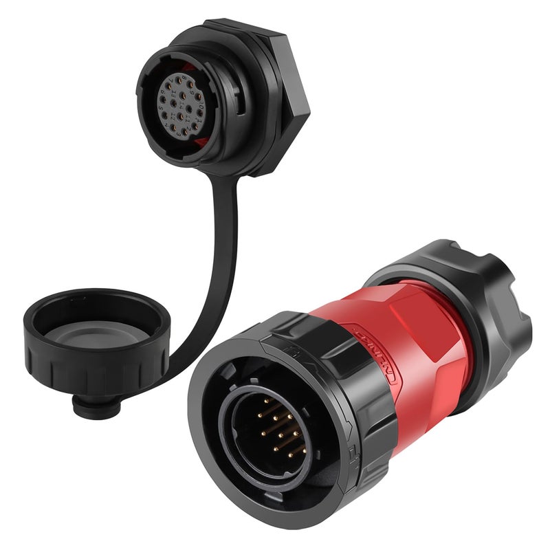 CNLINKO YM-20 Single-Hole Waterproof Connector with PIN Partitioned Design, IP68 Circular Connector, Quick Plugging Aviation Connector, M20 Power Data Connector (14 PIN) - Image 1
